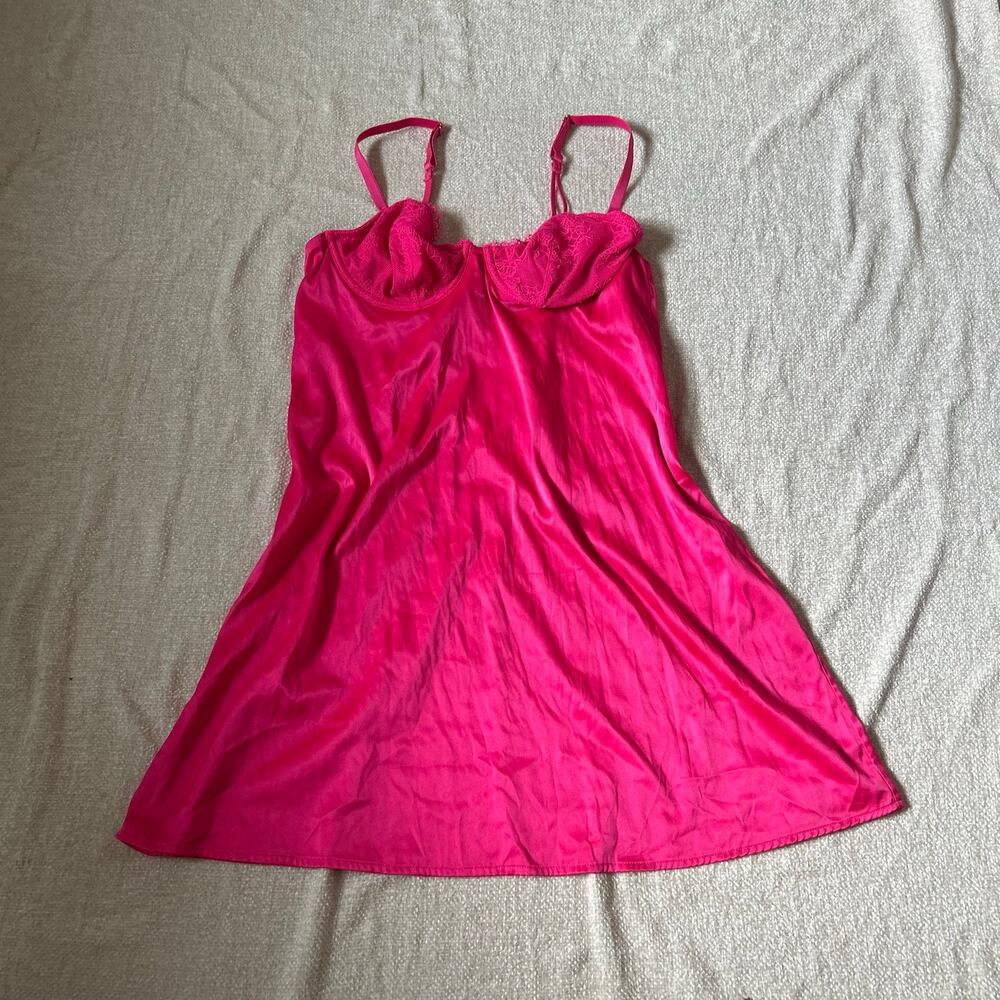 hot pink y2k 200s baby doll slip dress